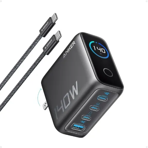 Anker Laptop Charger 140W 4-Port USB-C Charger Multi-Device Fast Charging GaN Power Adapter